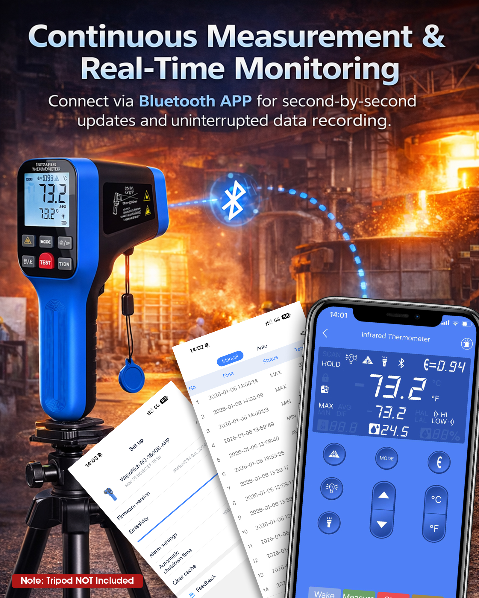 1600B-APP Infrared Thermometer - Industrial Laser Temperature Gun reseña y precio