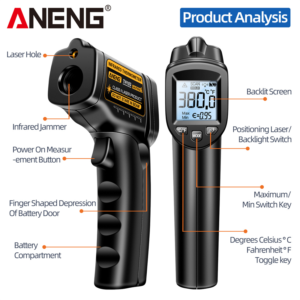 Infrared Laser Thermometer Ind - Industrial Laser Temperature Gun reseña y precio