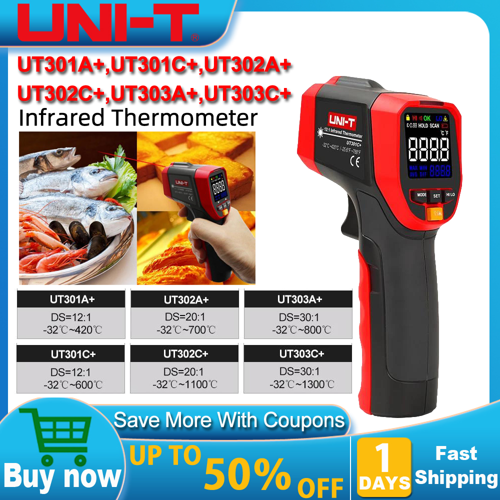 UNI-T UT301A+ UT301C+ Non Cont - Industrial Laser Temperature Gun reseña y precio