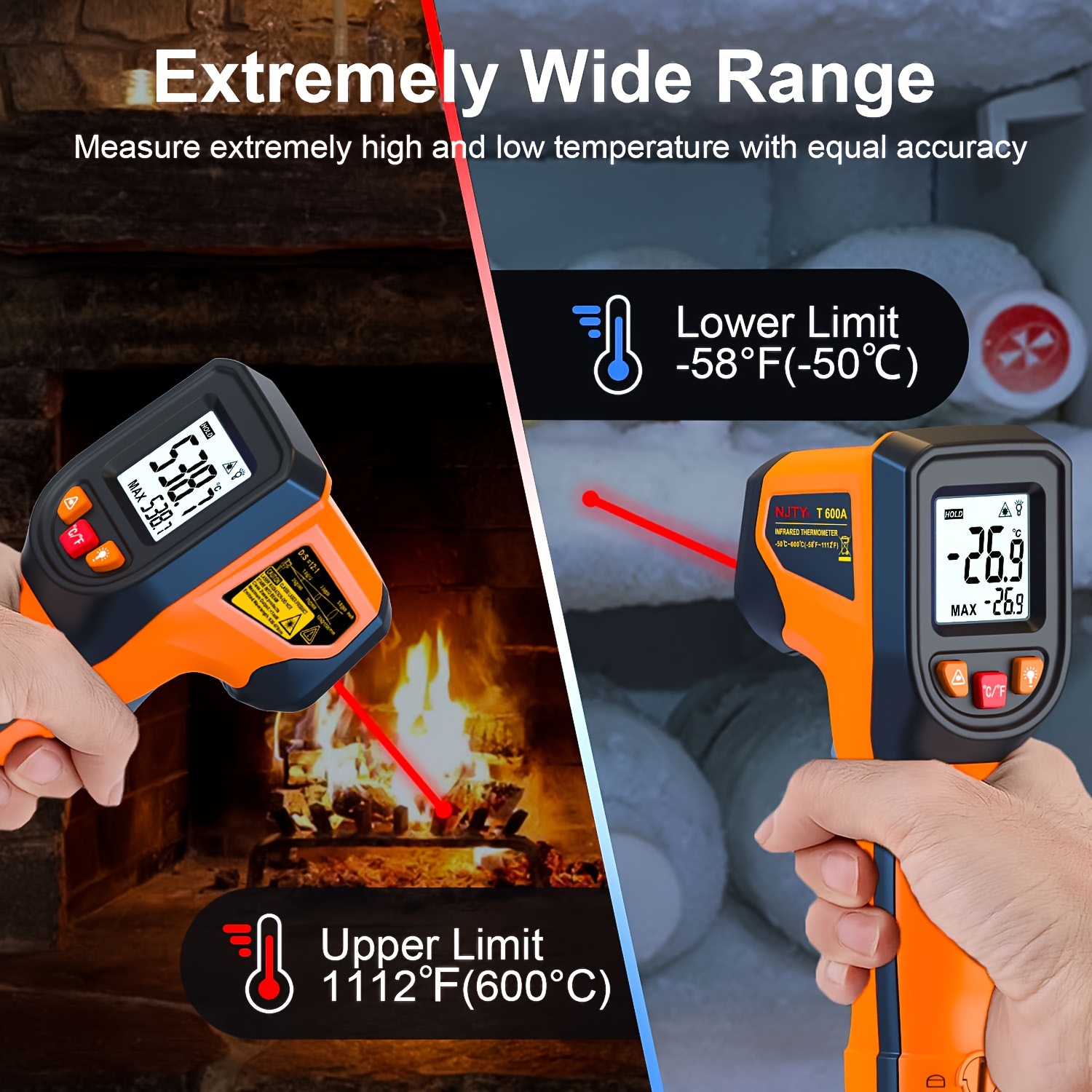 NJTY T600T600A Laser Temperatu - Industrial Laser Temperature Gun reseña y precio