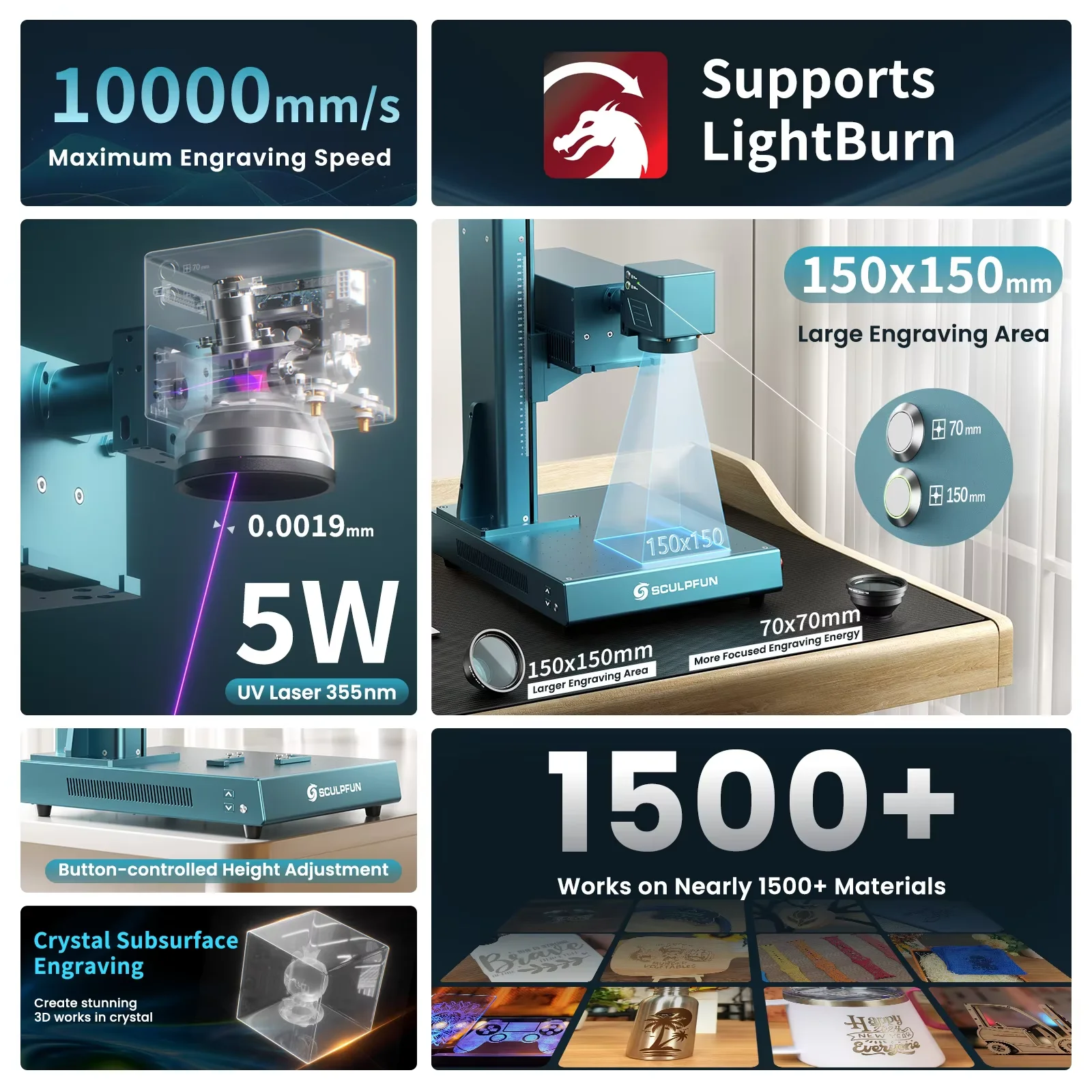 SCULPFUN V5 UV Laser Engraver  - Industrial Laser Engraving Machine For Metal reseña y precio