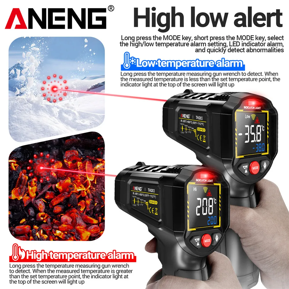 Infrared thermometer -50℃~600℃ - Industrial Laser Temperature Gun reseña y precio