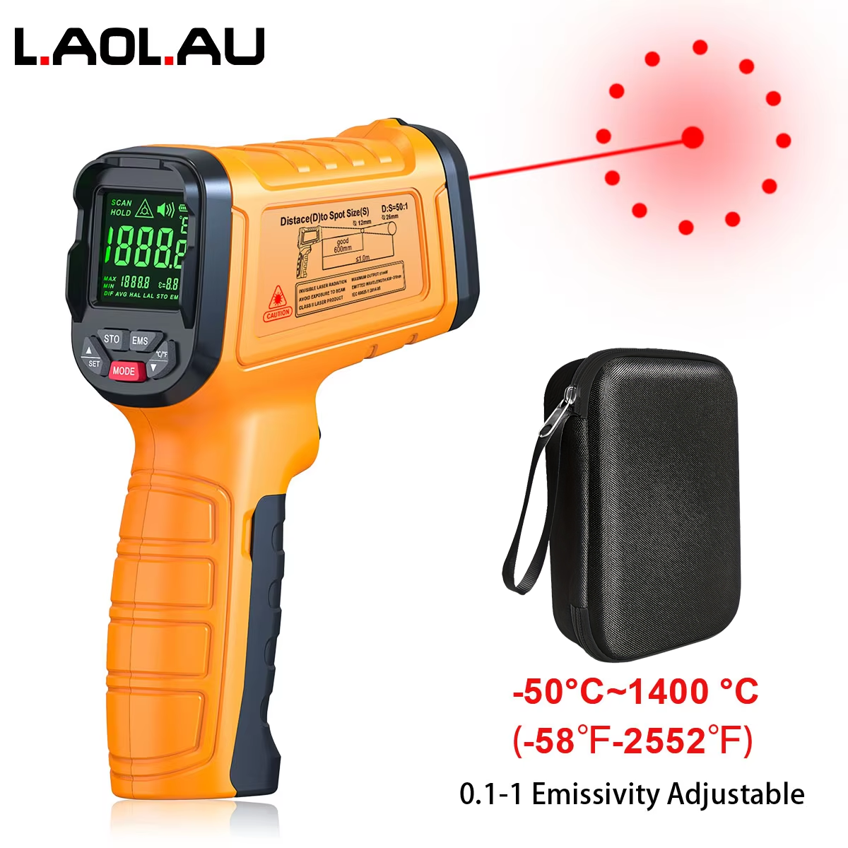 DT1000 DT1600 Infrared Thermom - Industrial Laser Temperature Gun reseña y precio