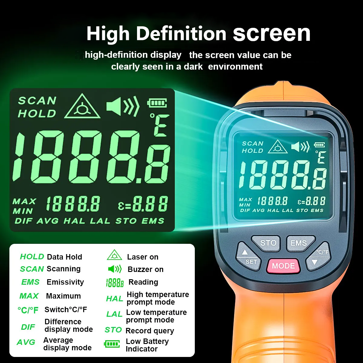 DT1000 DT1600 Infrared Thermom - Industrial Laser Temperature Gun reseña y precio