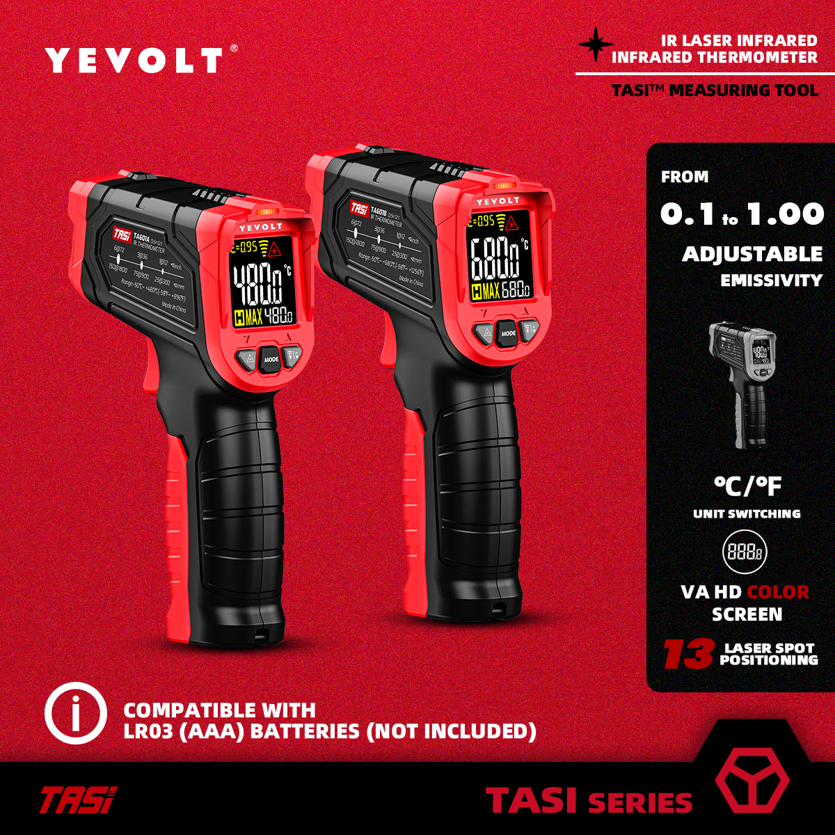YEVOLT TA601 Series Digital In - Industrial Laser Temperature Gun reseña y precio