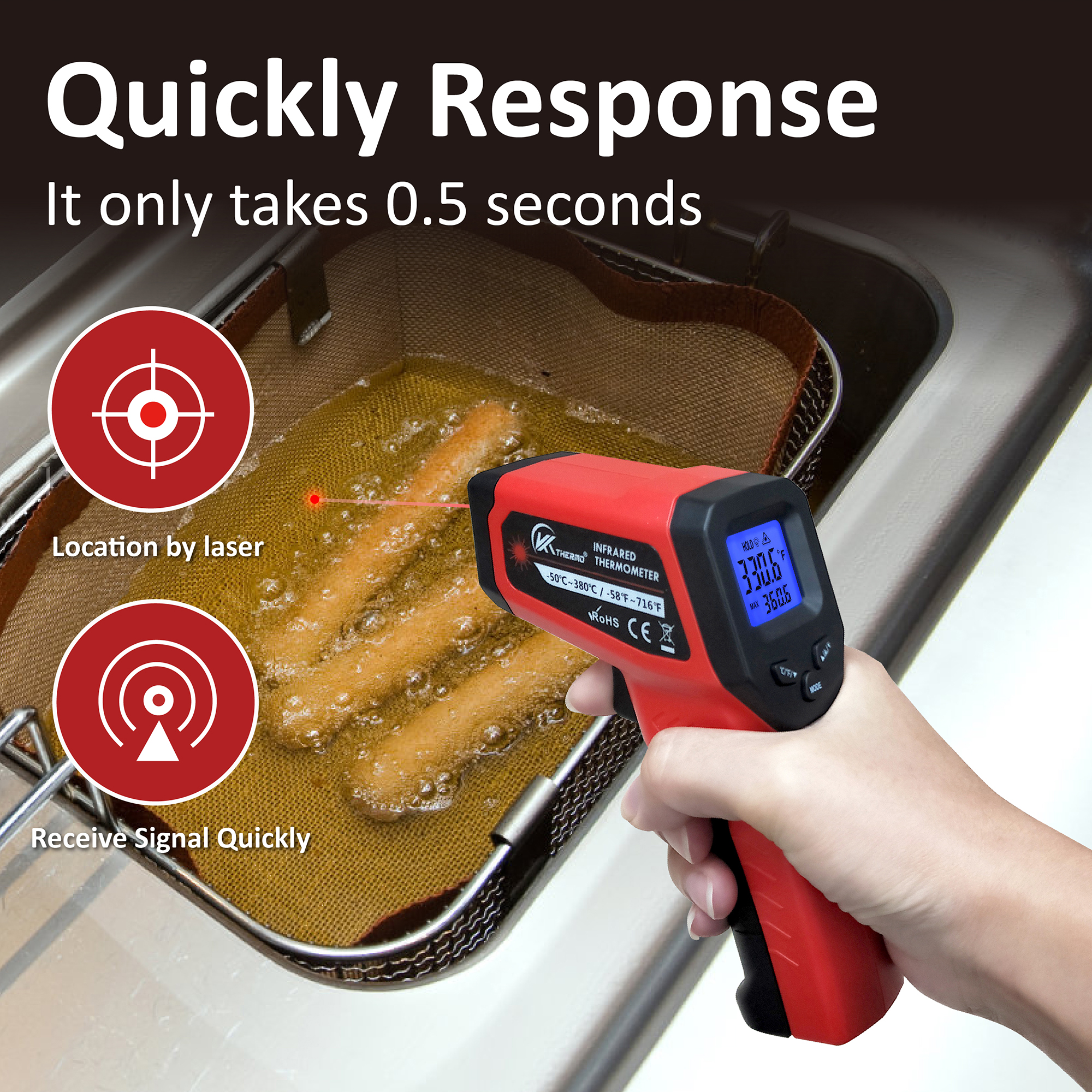 LCD Industrial Electronic Ther - Industrial Laser Temperature Gun reseña y precio