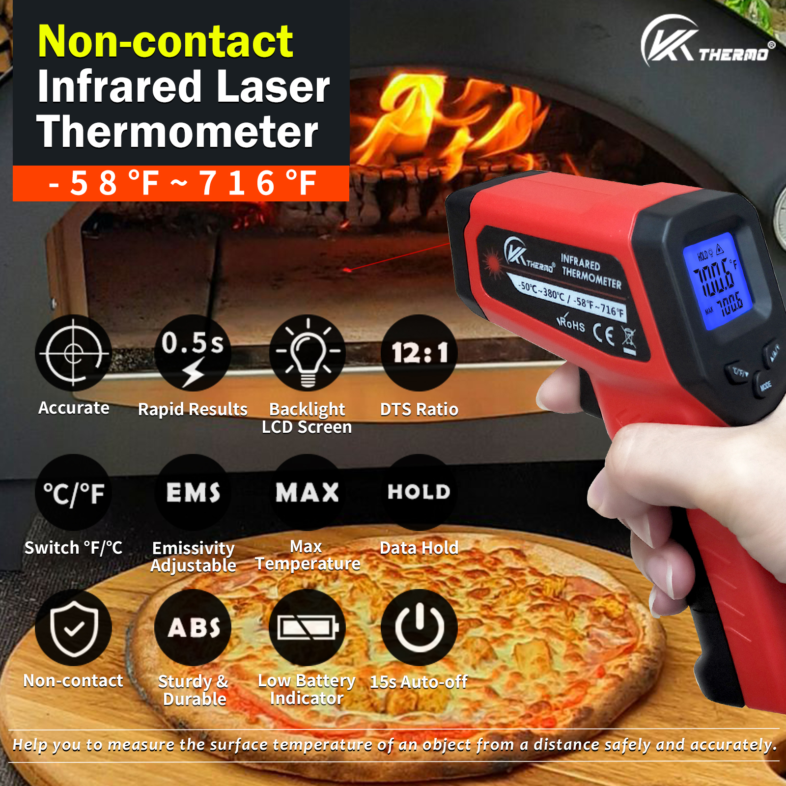LCD Industrial Electronic Ther - Industrial Laser Temperature Gun reseña y precio