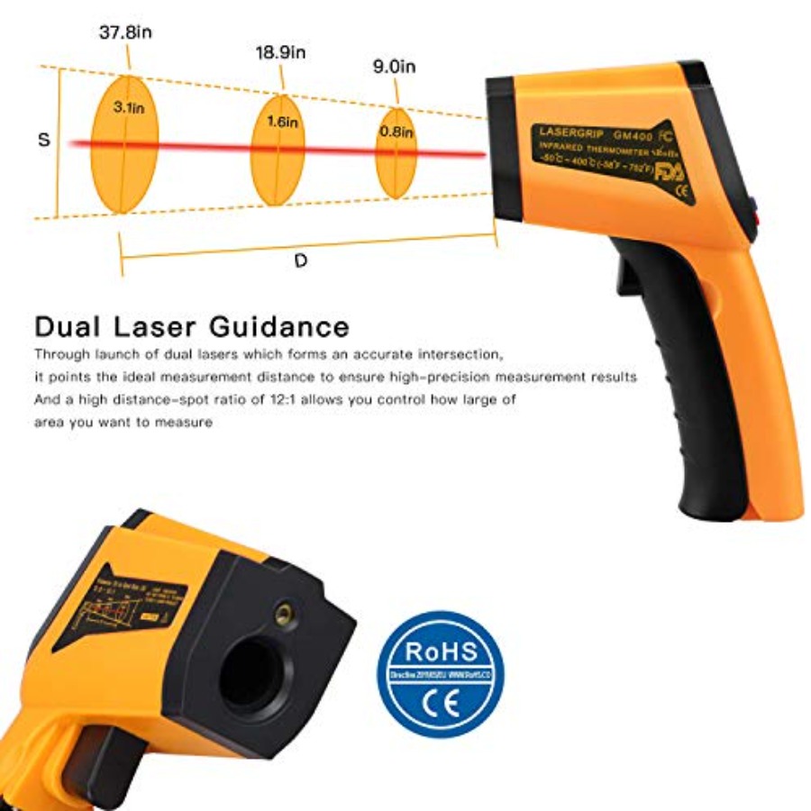 Laser Infrared Thermometer Non - Industrial Laser Temperature Gun reseña y precio