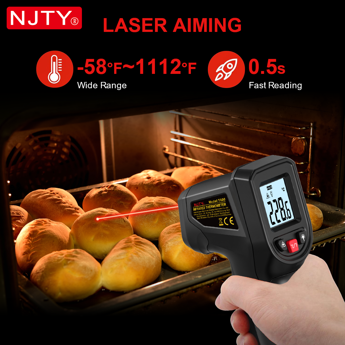 NJTY T600 Infrared Thermometer - Industrial Laser Temperature Gun reseña y precio