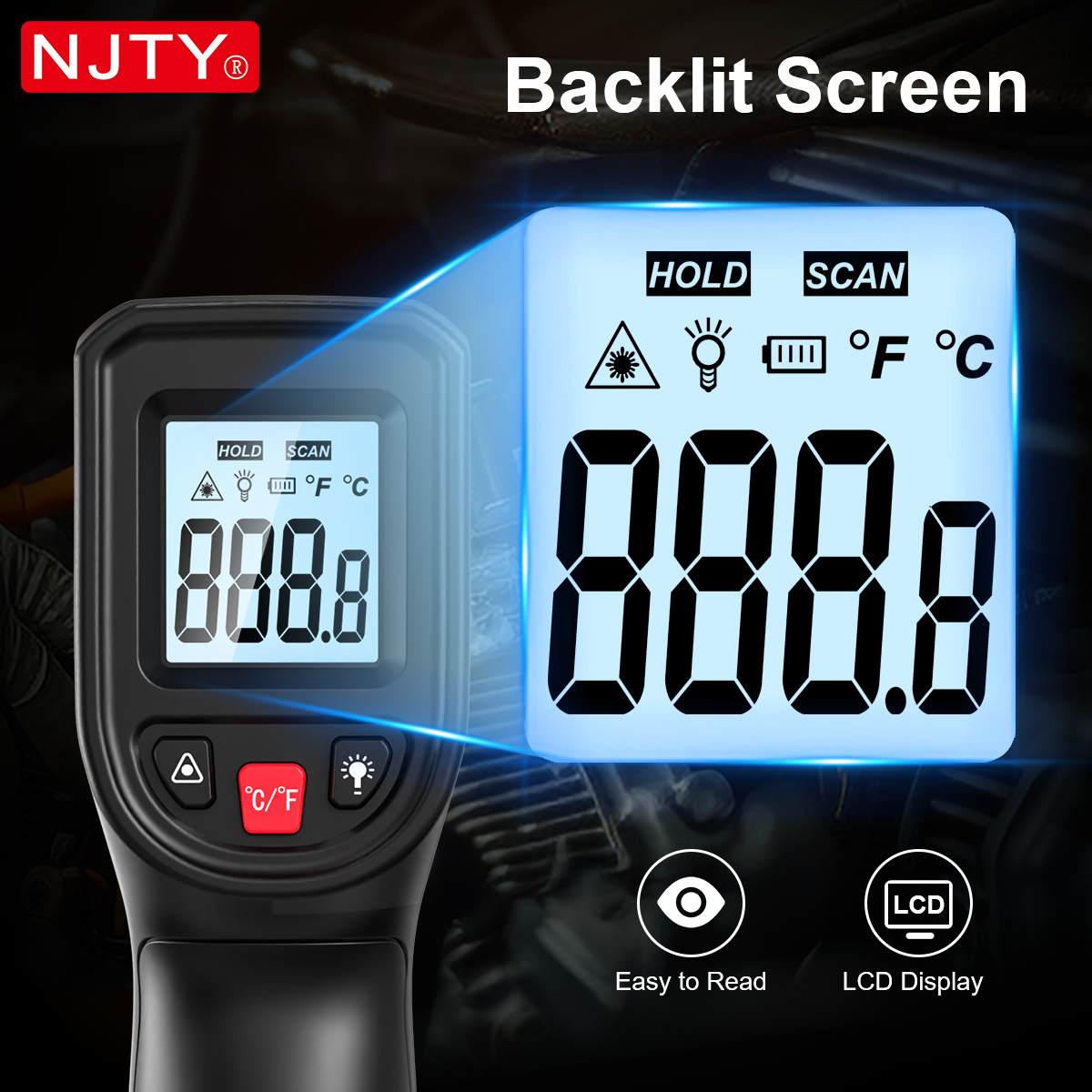 NJTY T600 Infrared Thermometer - Industrial Laser Temperature Gun reseña y precio