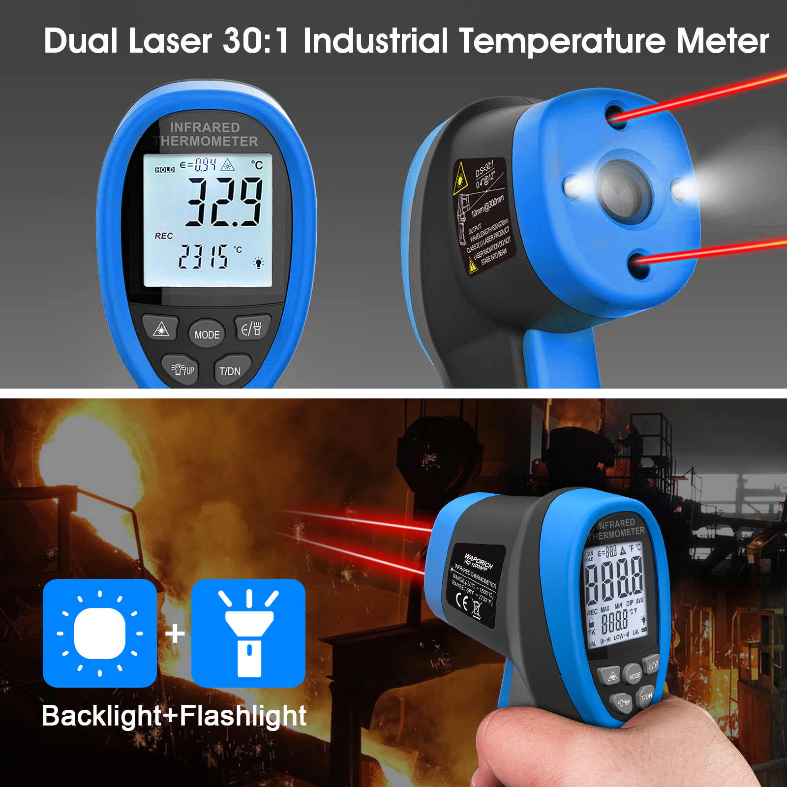 HP-1500APP Infrared Thermomete - Industrial Laser Temperature Gun reseña y precio